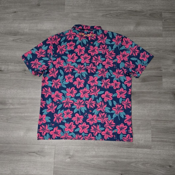 William Murray Shirt Mens Floral Geometric All Over Print Golf Polo XL Preppy - Picture 2 of 9